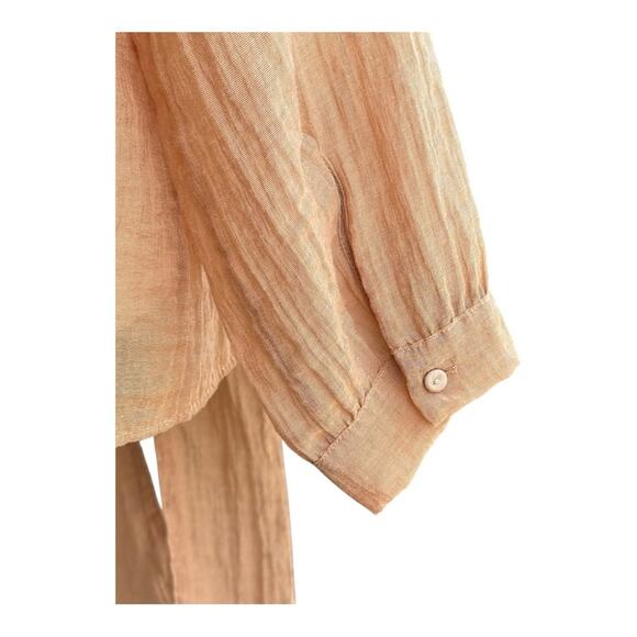 Zara Crinkle Blouse Sheer Romantic Spring Coastal Chic - Picture 11 of 15